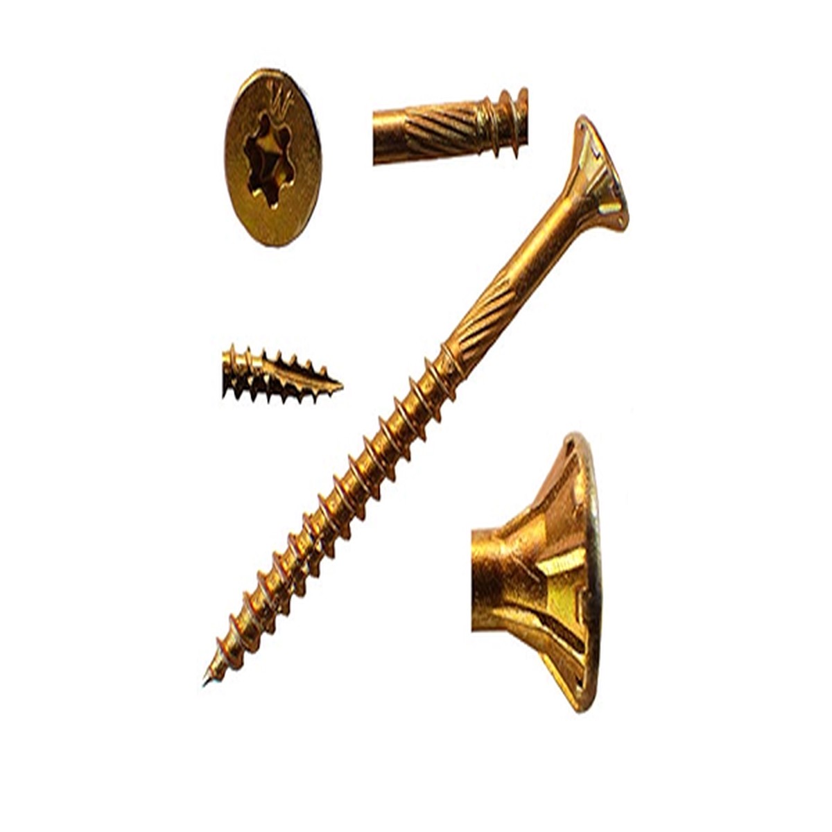 5# Bucket 9 x 3″ Gold Robertson Flat Head Screw (408/Bucket)