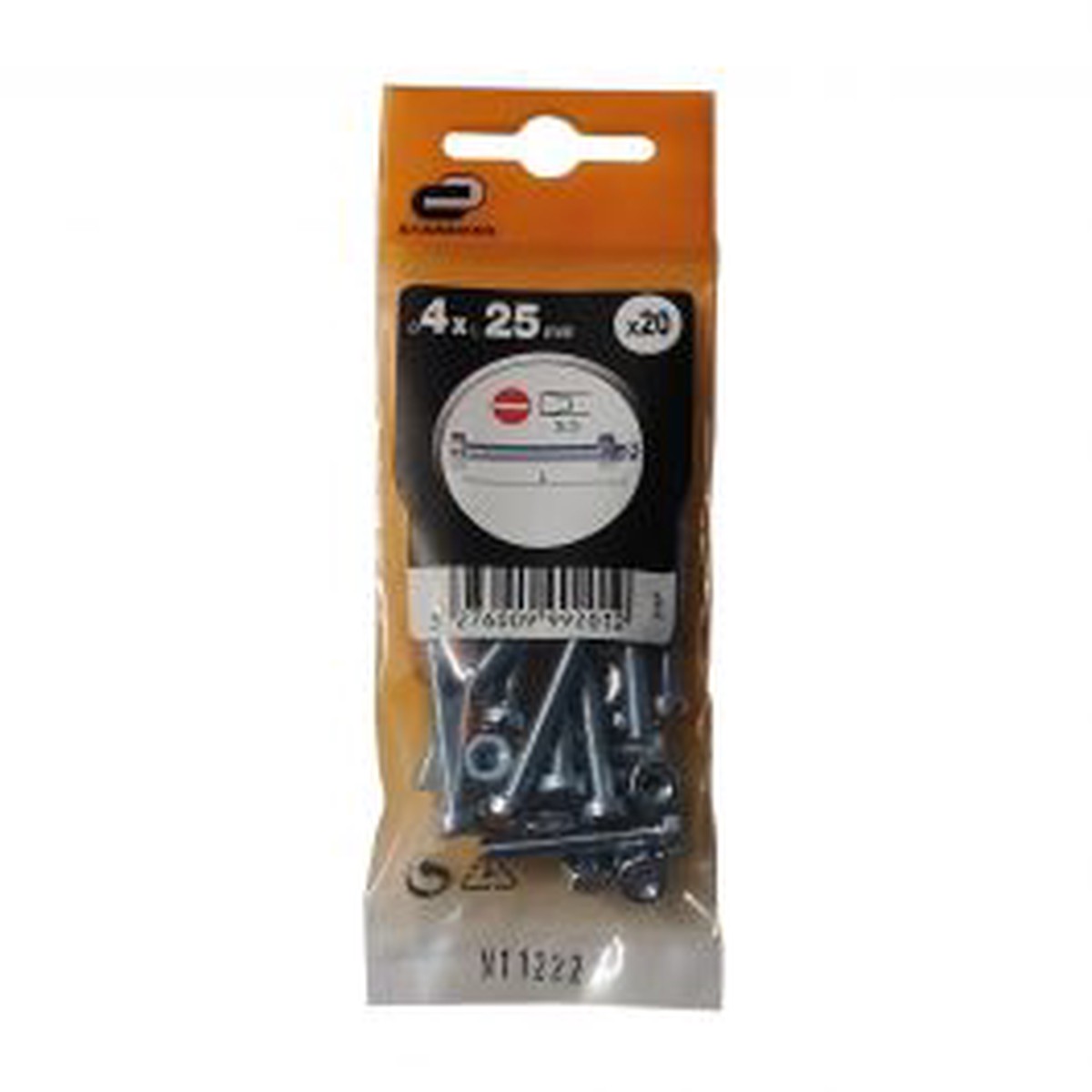 BOLT 4 X 25 MM CYLINDRICAL HEAD PH. D