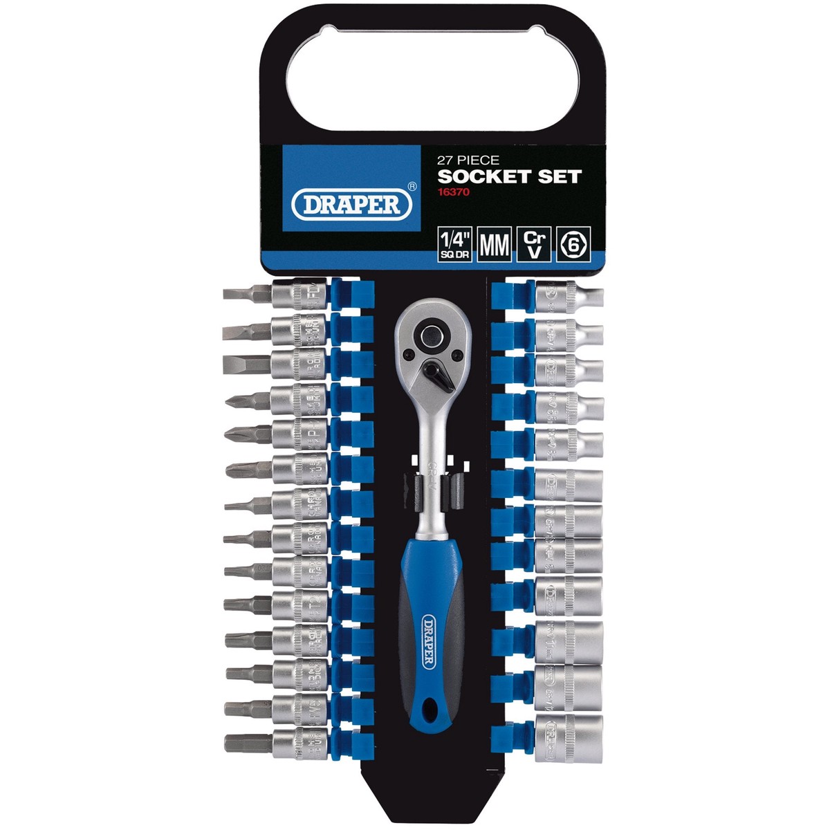 Draper 16370 Metric Socket Set, 1/4″ Sq. Dr. (27 Piece)