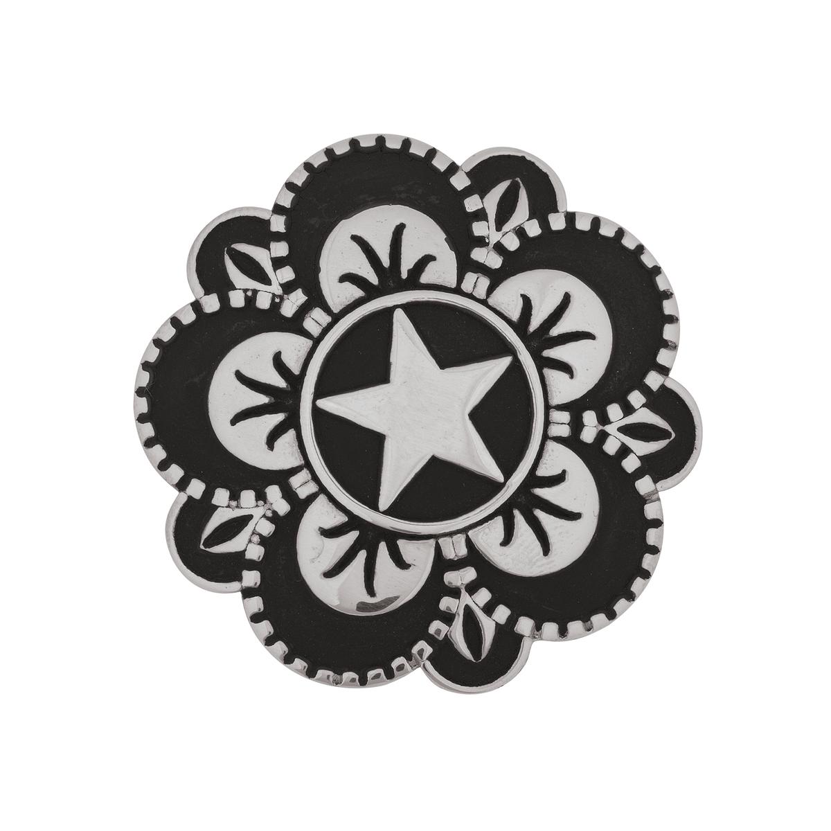 Jeremiah Watt Floral Star Concho, 1-1/2″ with loop