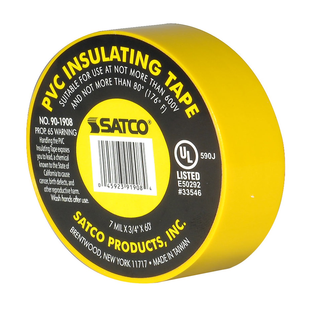 PVC Electrical Tape – 3/4″ x 60 Foot – Yellow – 200-Pack