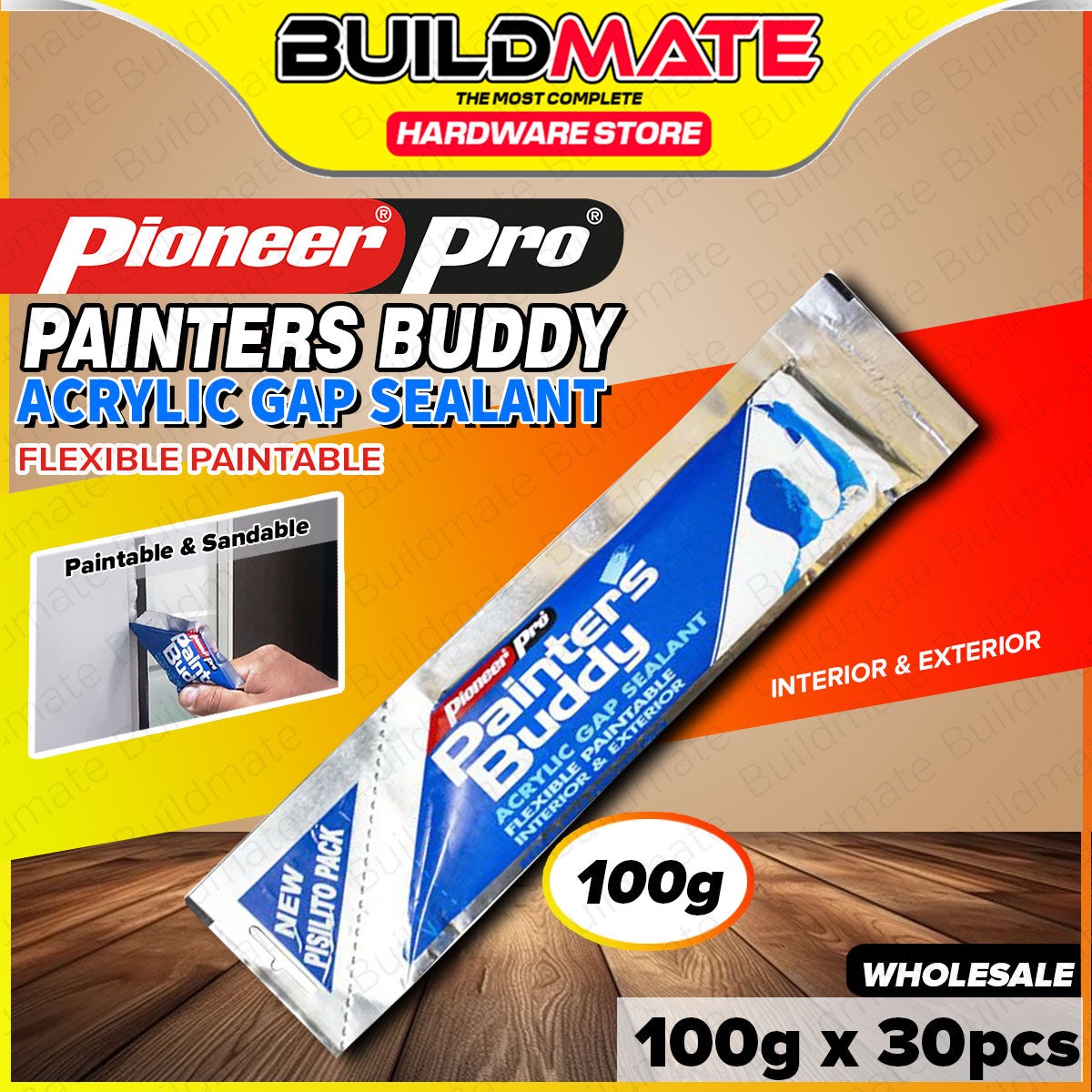 (WHOLESALE) Flexible, paintable acrylic gap sealant for interior & exterior use. 100g tubes, 30pcs per box - BUILDMATE