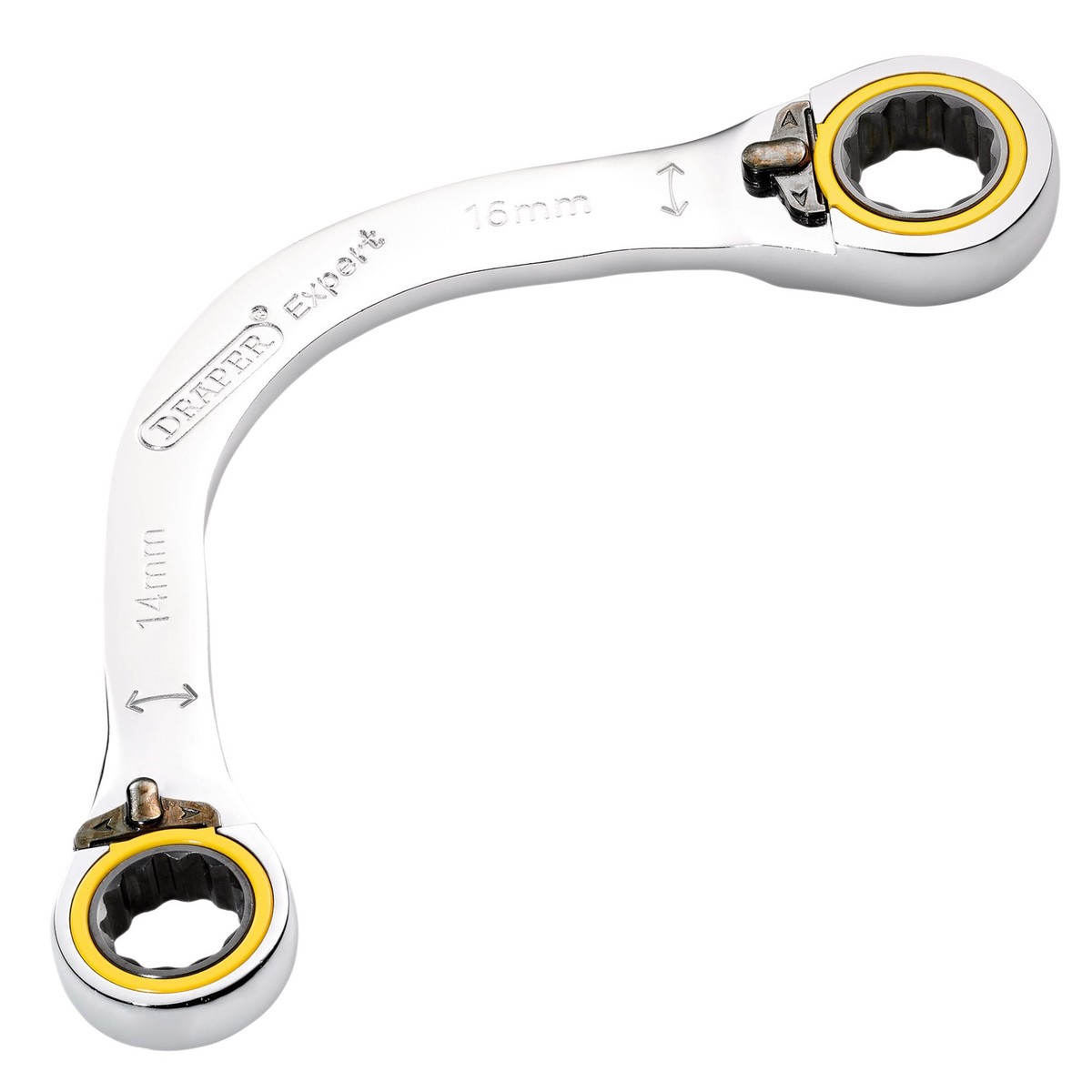 Draper Expert 03935 HI-TORQ Double Ring Ratchet Half Moon Spanner, 14 x 16mm