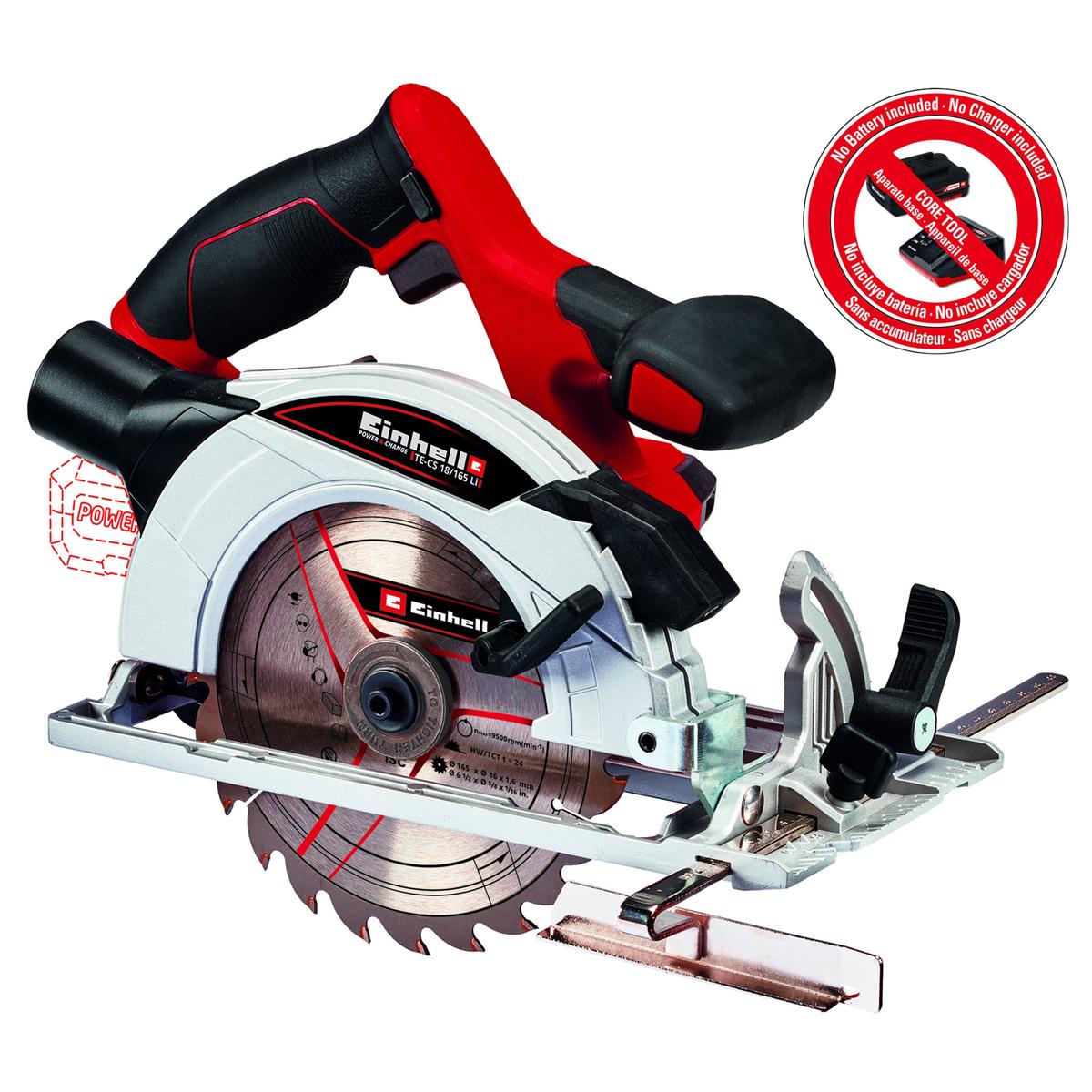 EINHELL TE-CS Power X-Change 18-Volt Cordless 6-1/2 Inch 4,200-RPM Circular Saw, w/ Adjustable Angle + Depth, Saw Blade Included, LED Lamp and Parallel Stop, Tool Only (Battery and Charger Not Include