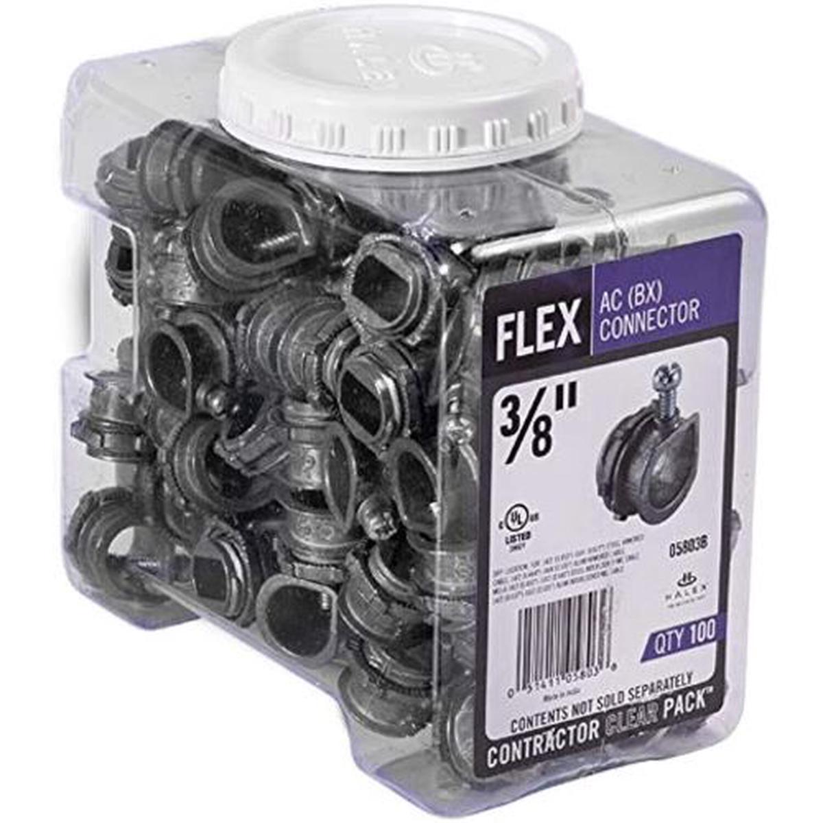 Halex 05803B 100-Count Pack of 3/8″ x 1/2″ Knockout Box Connectors – Quantity of 3