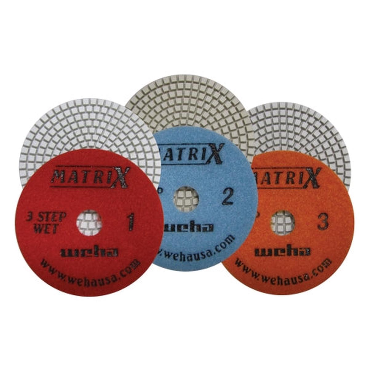 Matrix 3 Step Diamond Polishing Pads for Medium to Light Quartz and Granite – Set