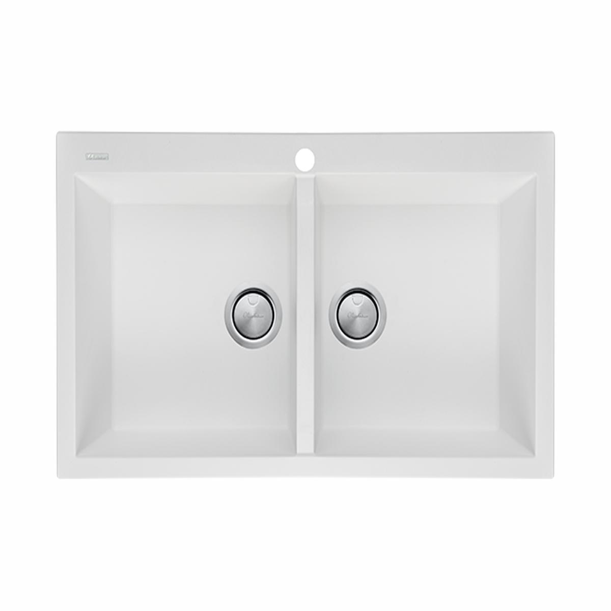 Oliveri Santorini Double Bowl Topmount Sink White
