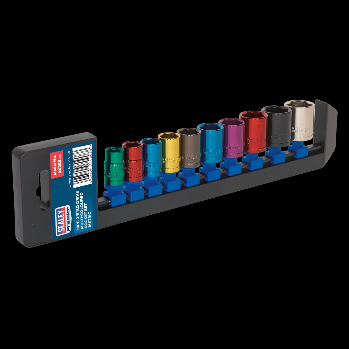 Sealey AK285 10pc 3/8″Sq Drive Multi-Coloured Socket Set