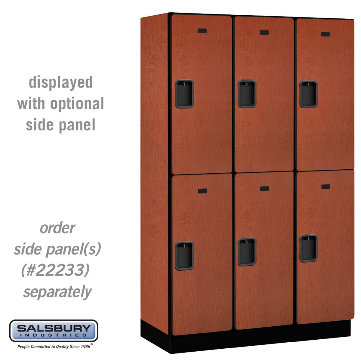 15″ Wide Double Tier Designer Wood Locker – 3 Wide – 6 Feet High – 18 Inches Deep – Cherry
