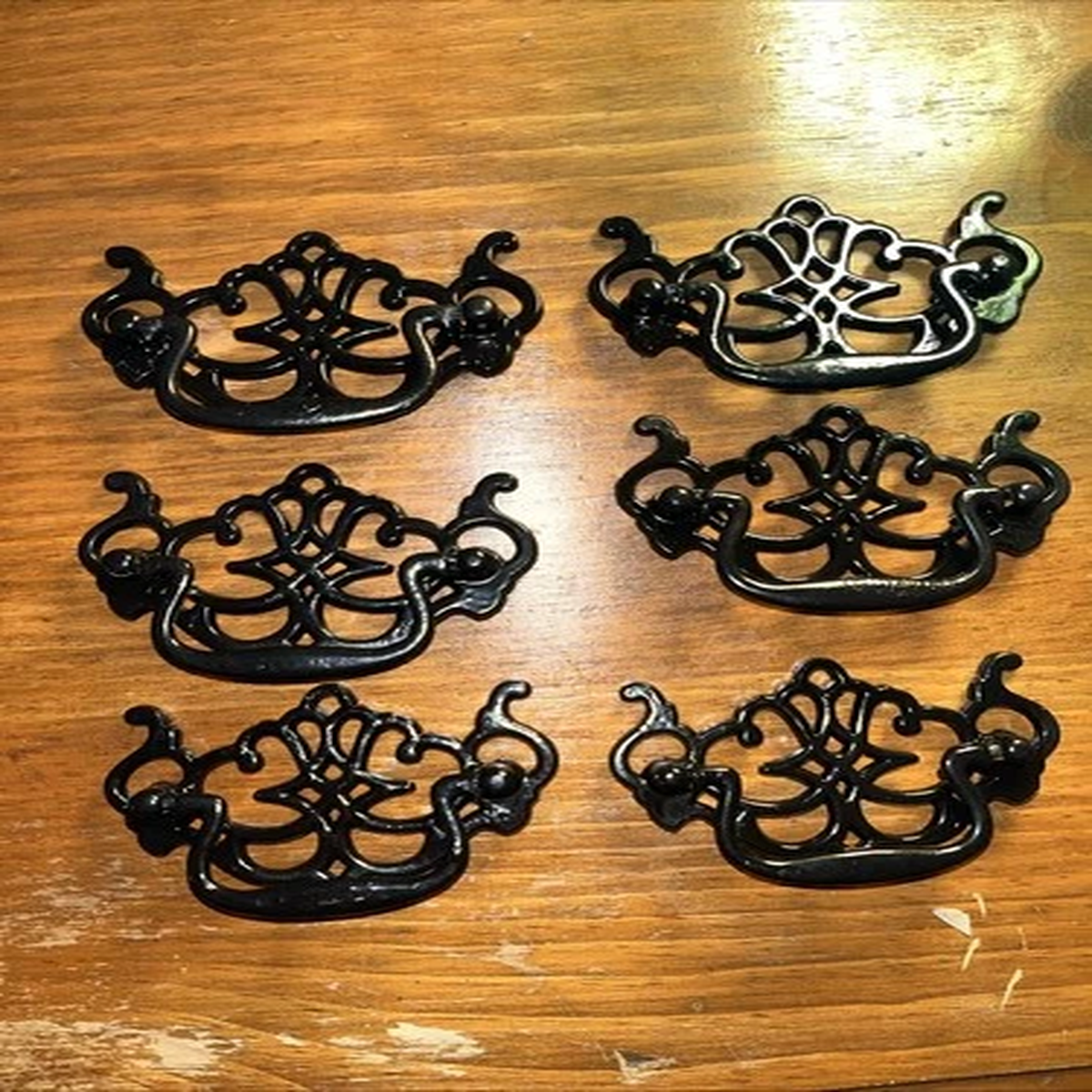 6-Pack 3-inch Black Painted Vintage Drawer Pulls and Handles Set