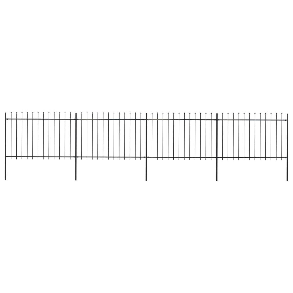 Berkfield Garden Fence with Spear Top Steel 6.8×1.2 m Black