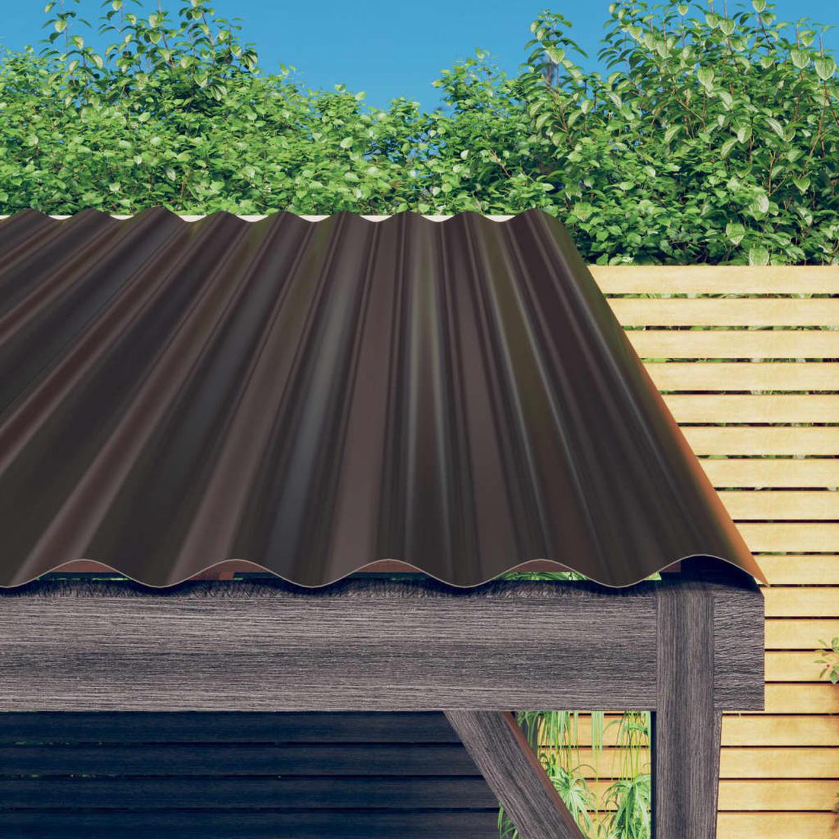 Berkfield Roof Panels 36 pcs Powder-coated Steel Brown 60×36 cm