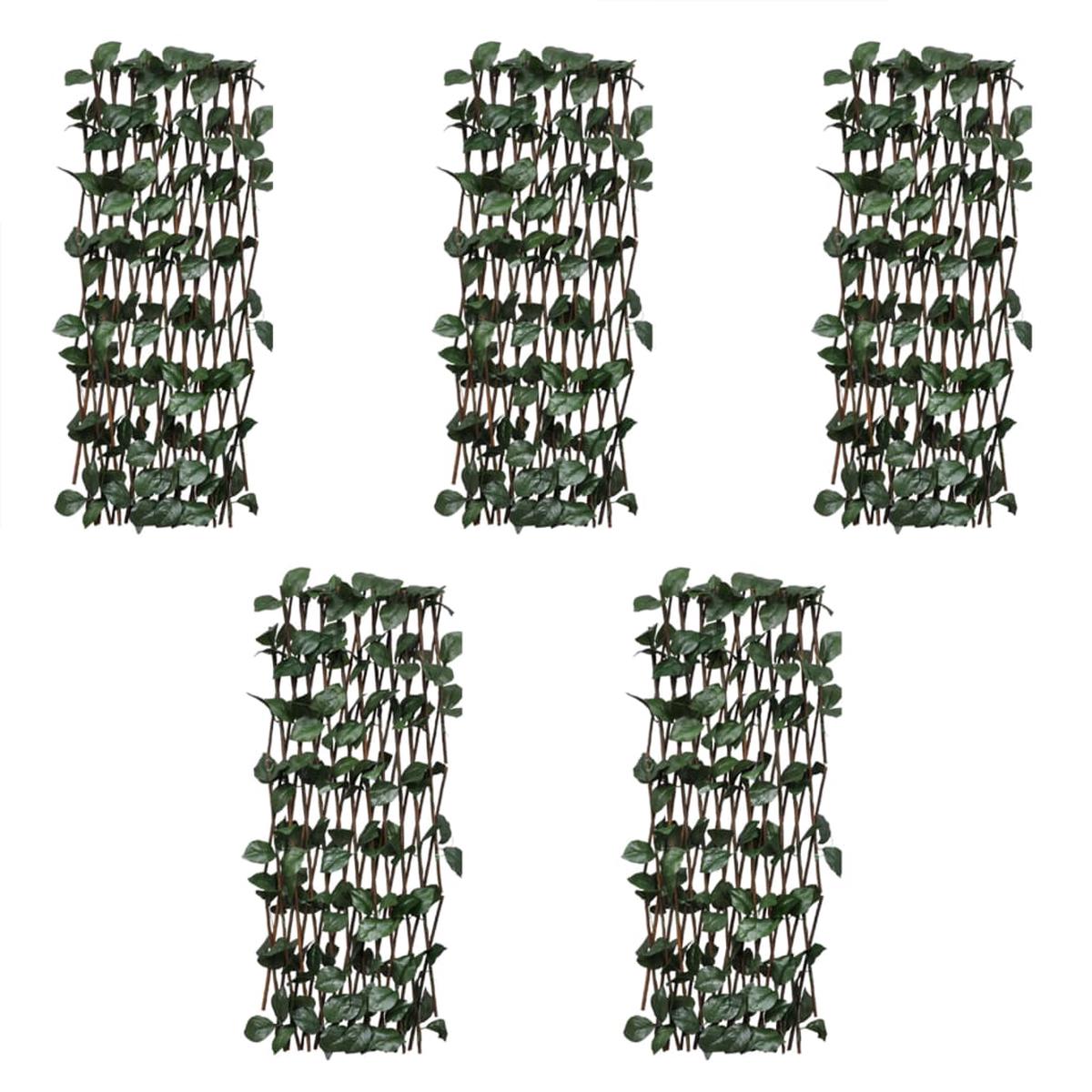 Berkfield Willow Trellis Fences 5 pcs with Artificial Leaves 180×120 cm