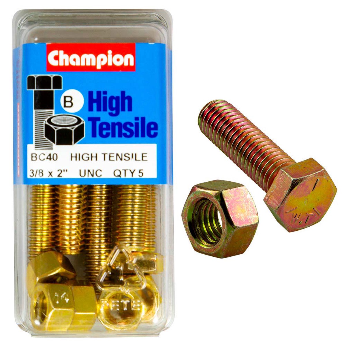 Champion 2 x 3/8in Set Screw & Nut (B) – GR5