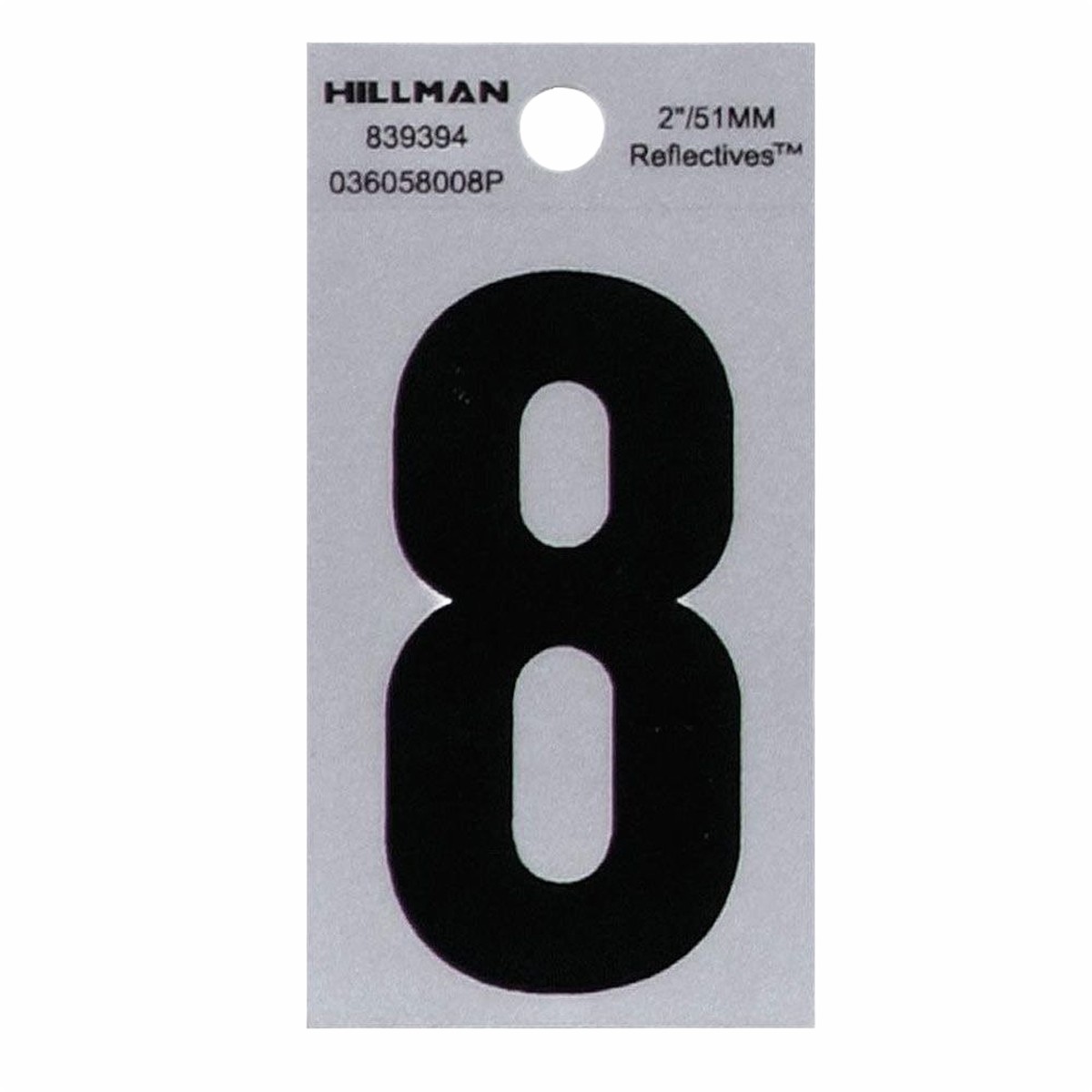 Hillman 2-In. Adhesive Black & Silver House Number 8
