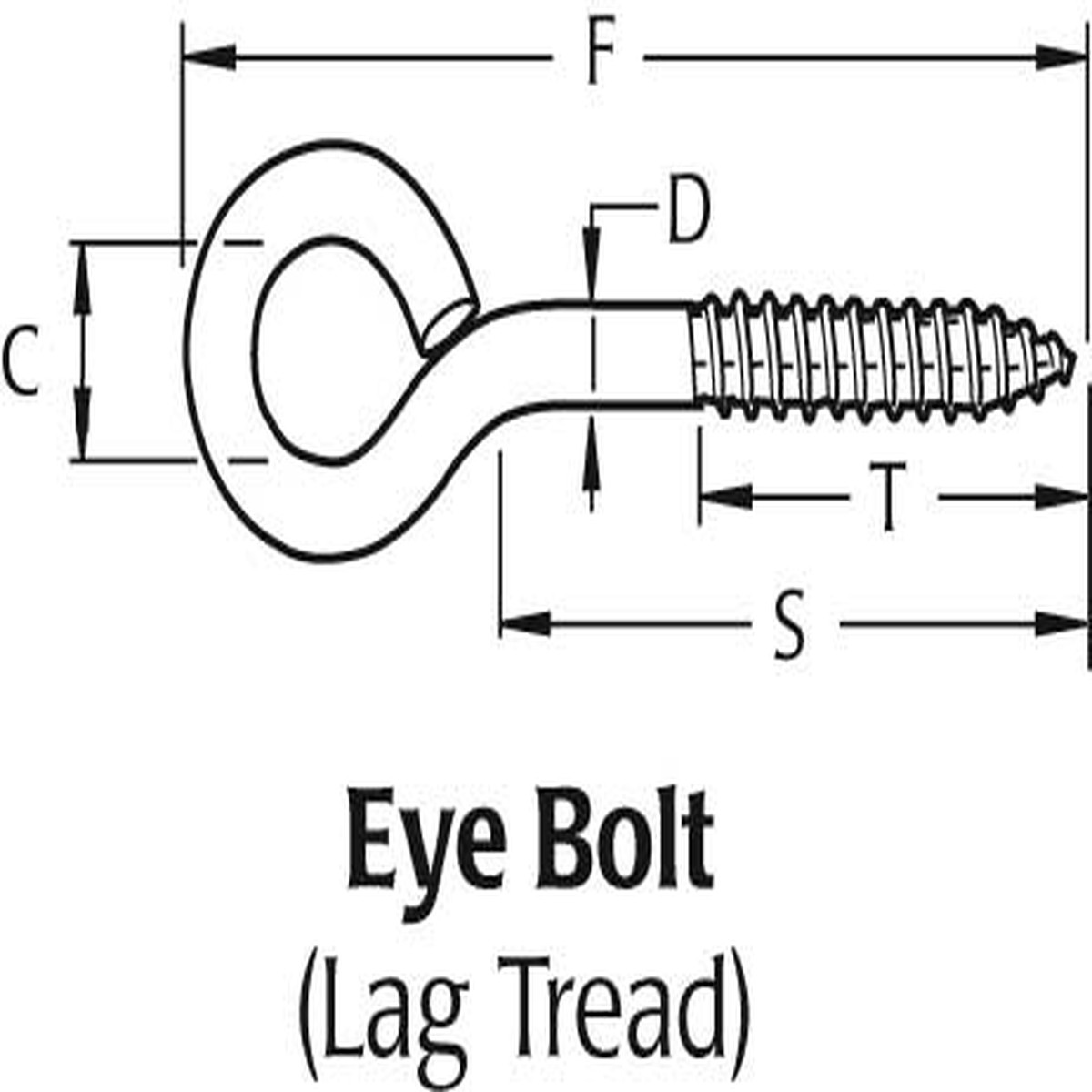 Hindley Stainless Steel Lag Thread Eye Bolt –  3/8″ Diameter x 2-3/4″ Shank