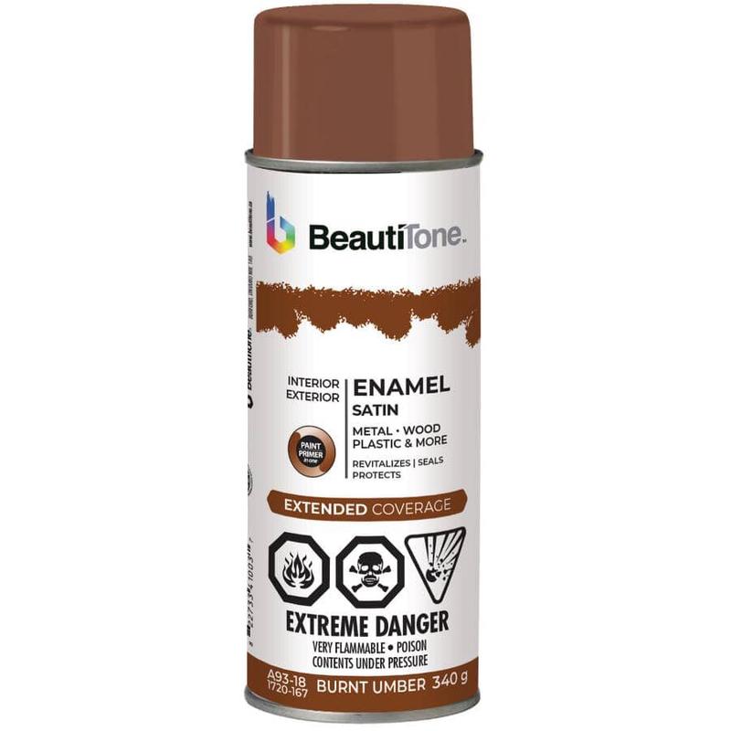 Solvent Satin Enamel Spray Paint – Burnt Umber, 340 g