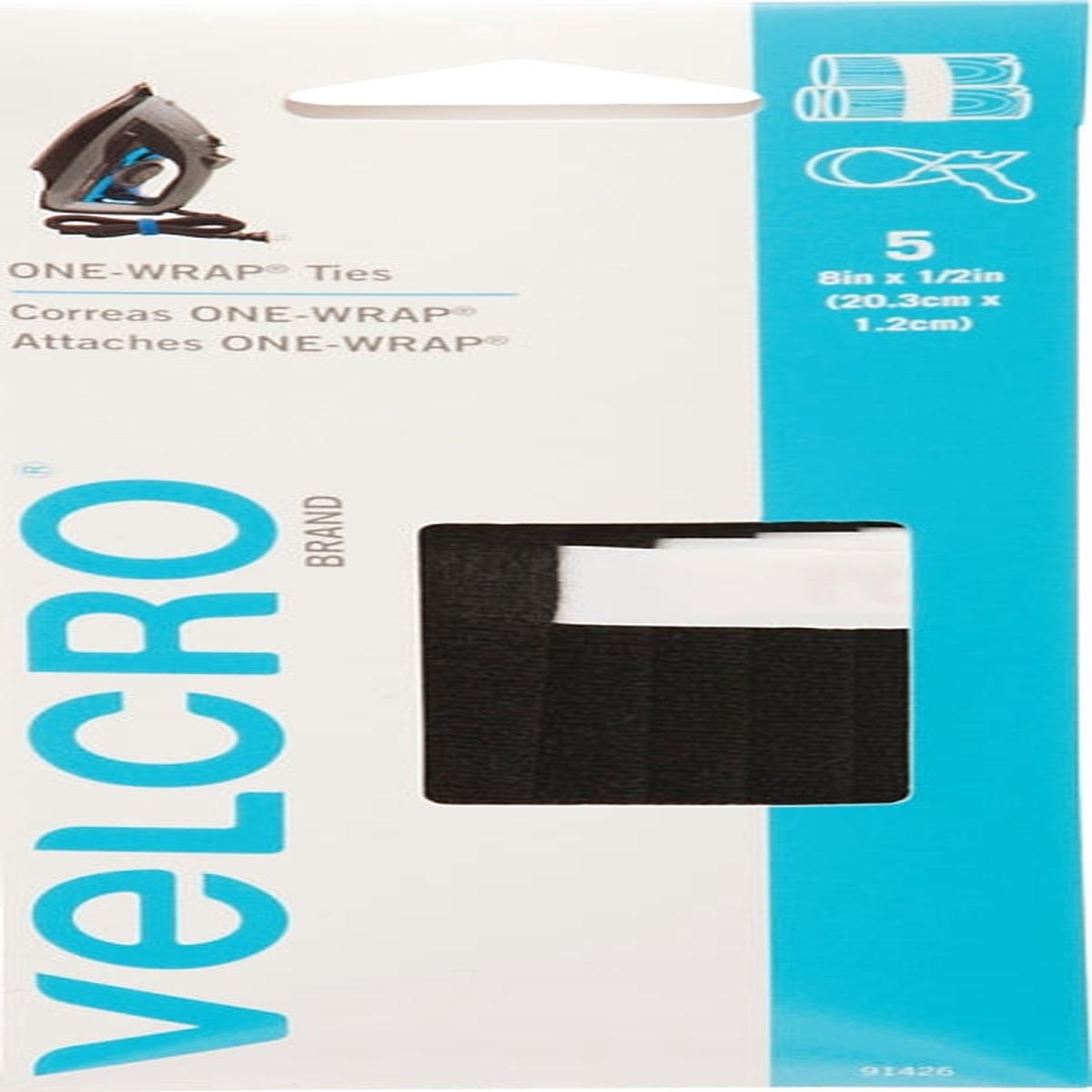 VELCRO Brand One Wrap 91426 Fastener 12 in W 8 in L Velcro Black