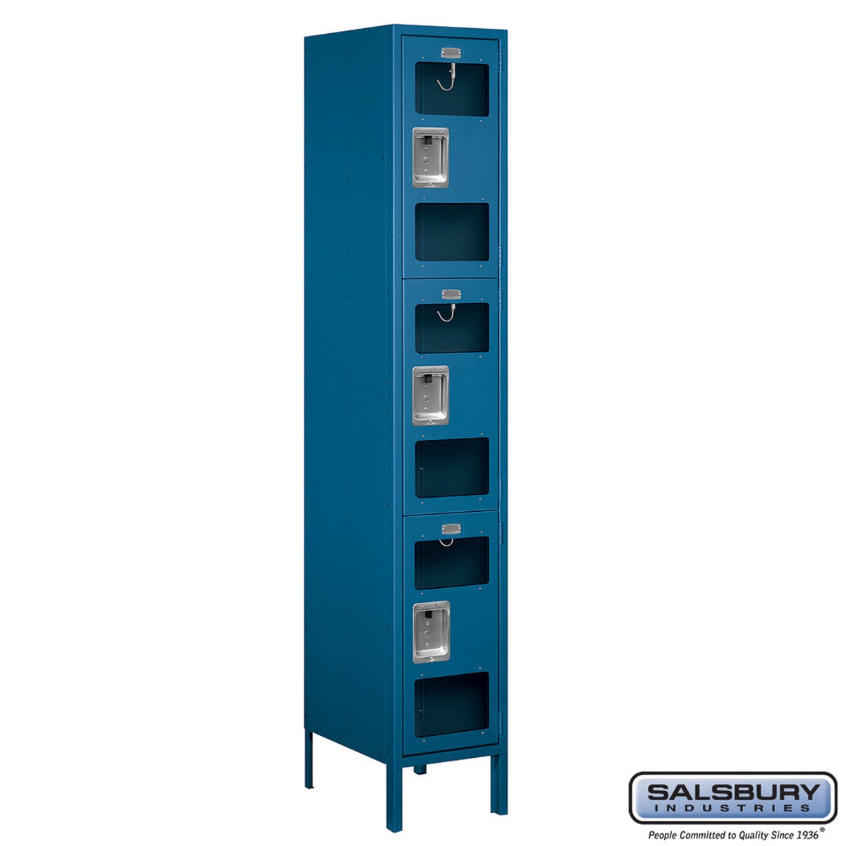 15″ Wide Triple Tier See-Through Metal Locker – 1 Wide – 6 Feet High – 18 Inches Deep – Blue – Assembled