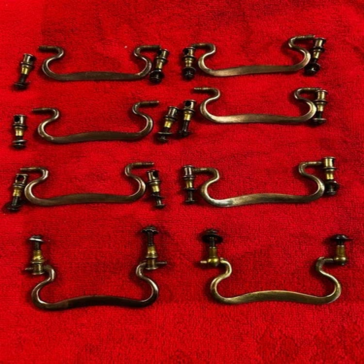 8 Cast Brass Drop Bail Drawer Pulls, 3″ Mount, Free S/H