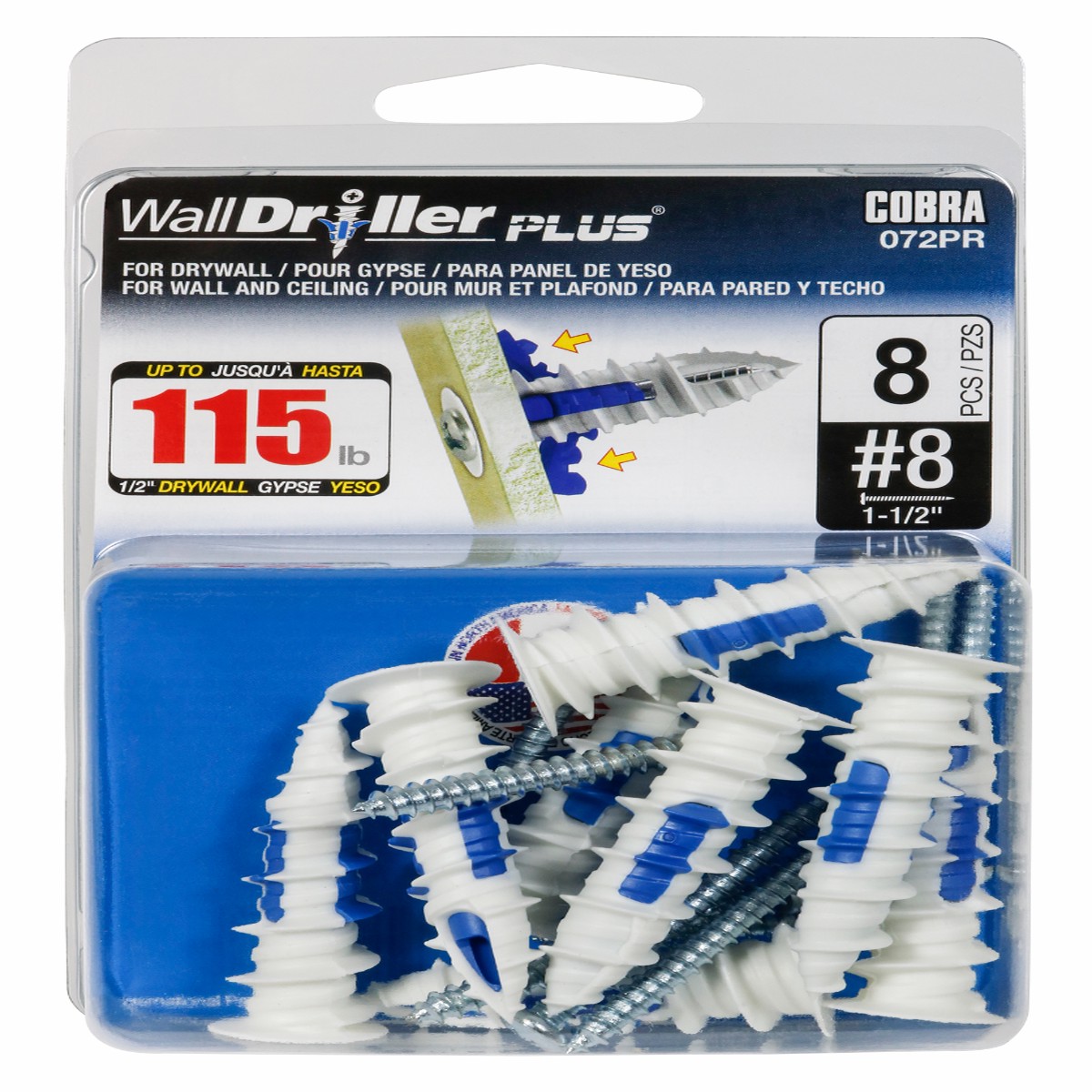 #8 WallDriller Drywall Anchors with Screws (8 Pack)