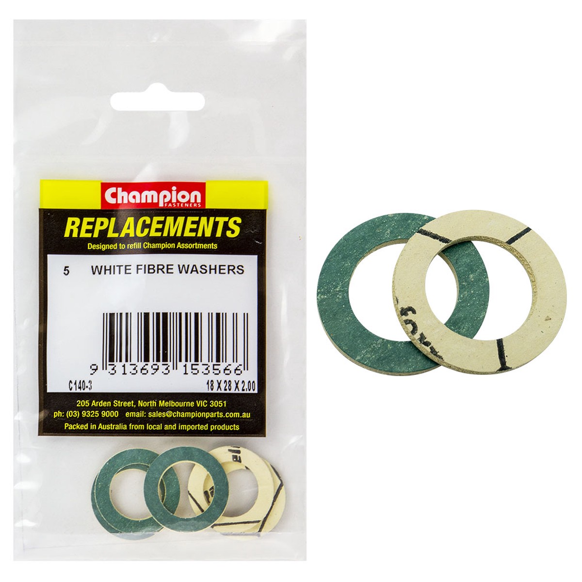 Champion M18 x28mm x2.0mm White Fibre (Sump Plug) Washer-5pk