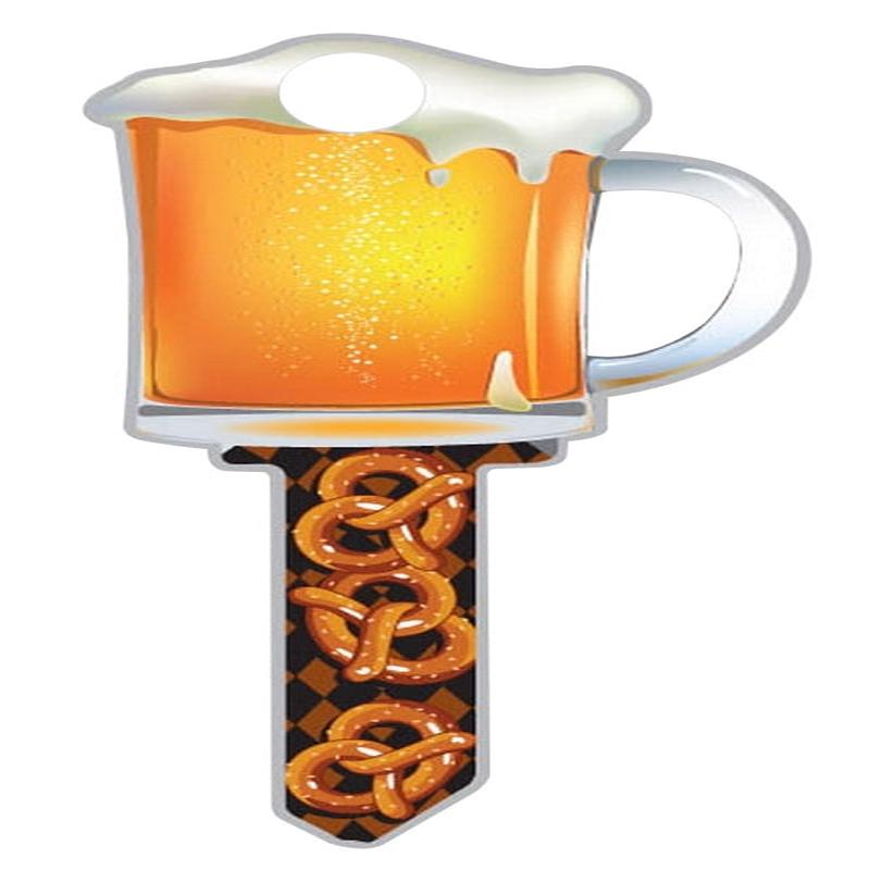 Lucky Line Key Shapes Series B110S Key Blank, Beer Mug, Brass, Enamel-Coated, For: Schlage Locks, Pack of 5