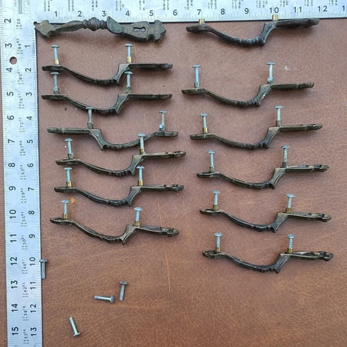 Vintage Set Of 13 Drawer Pulls Handles 5 1/2 inch
