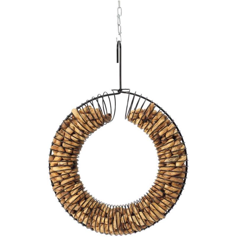Coil Wreath Peanut Bird Feeder – Black