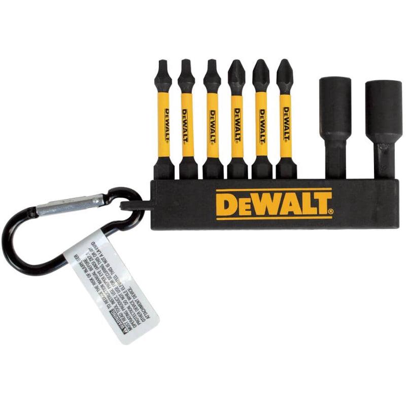 FlexTorq 2.25″ Nut Drivers + Mixed Bits with Carabiner Clip Screw Bit Set – 8 Piece