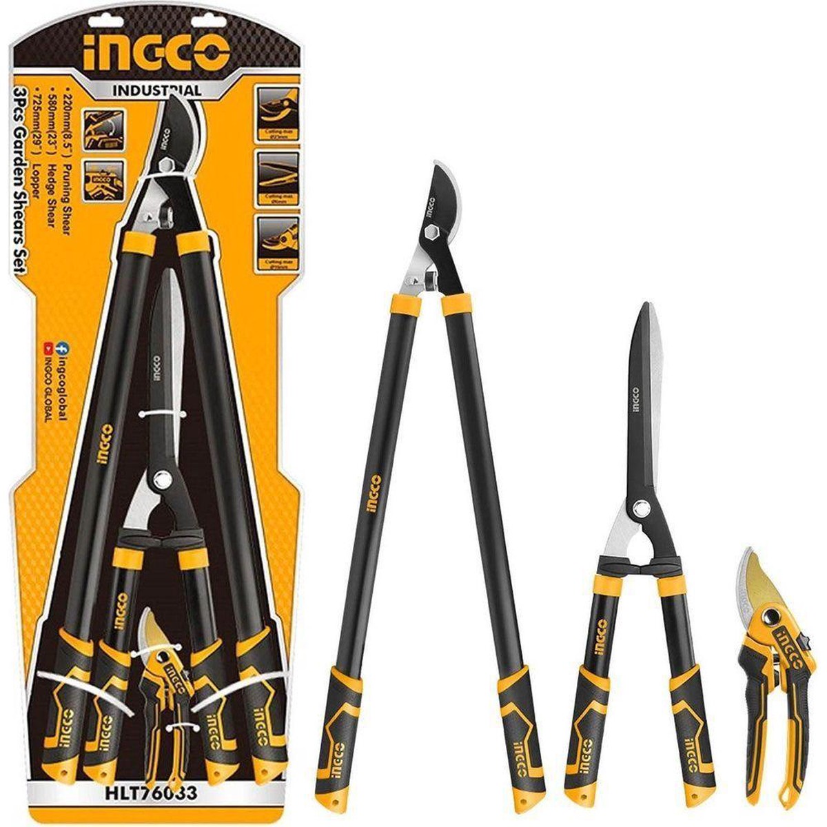 Ingco HLT76033 3pcs Garden Shears Set