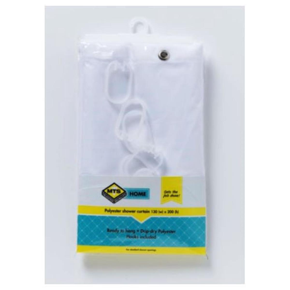 Mts Home Std Drip Dry Shwer Curtan White