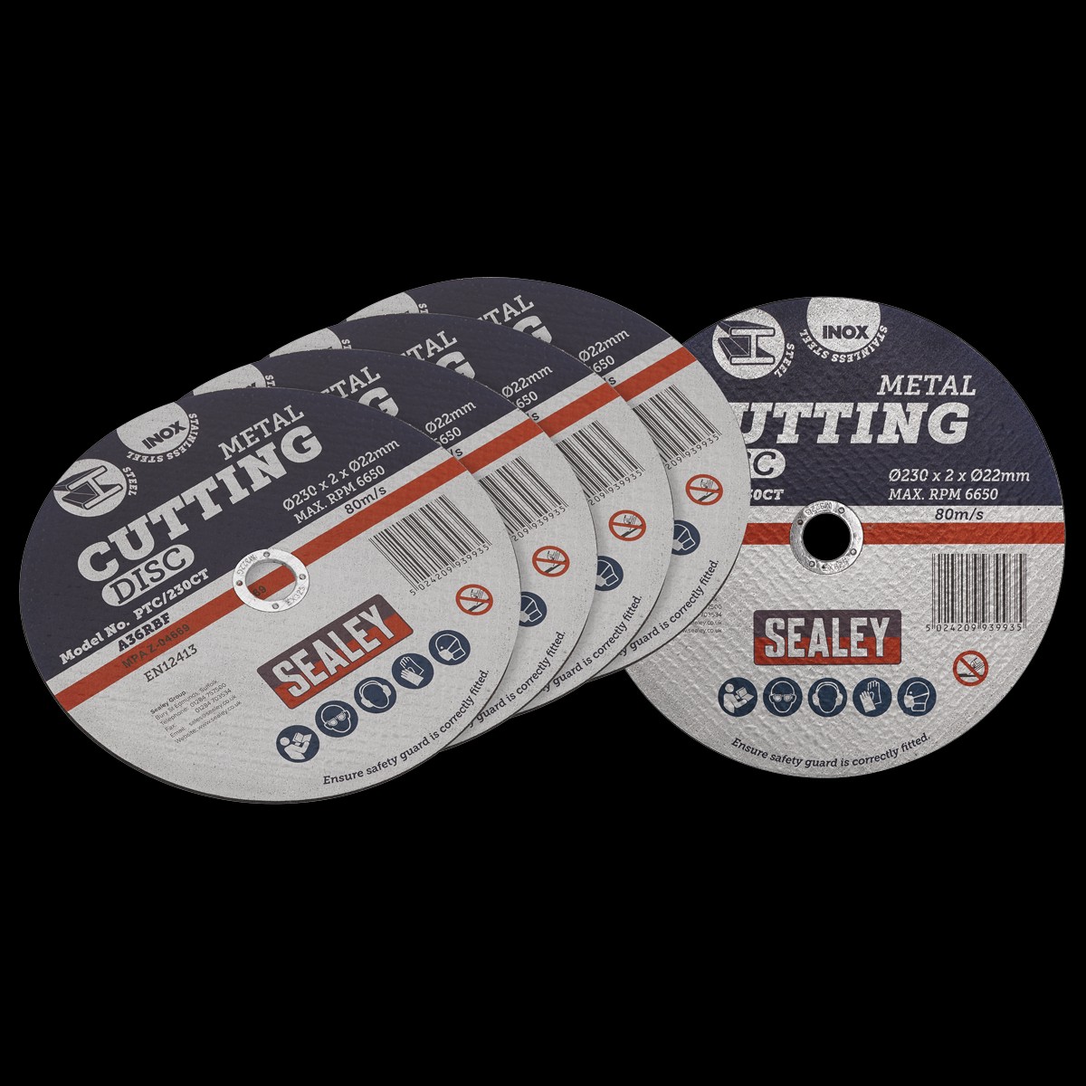 Sealey PTC/230CT5 230 x 2mm Cutting Disc 22mm Bore – Pack of 5