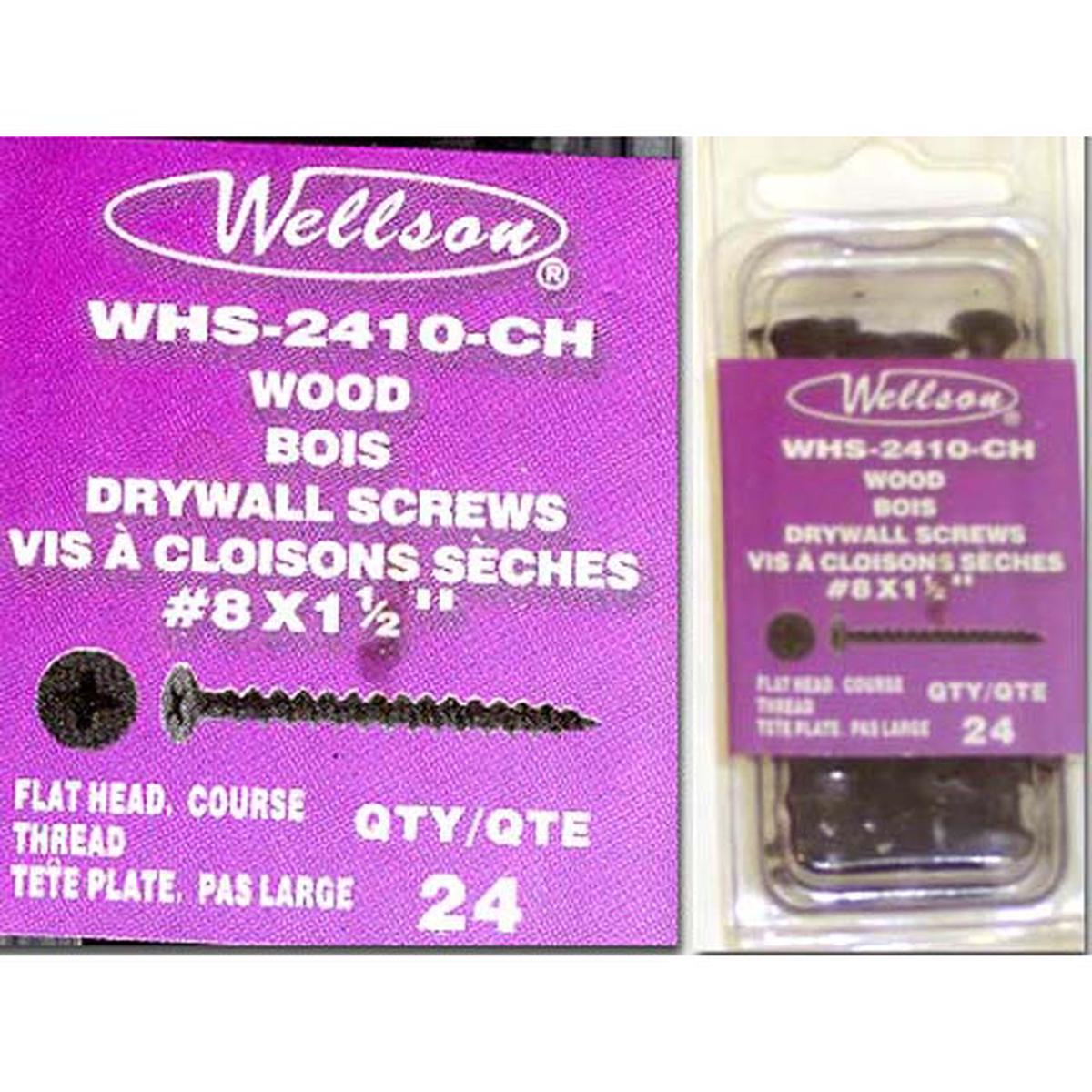 WHS-2410-CH – SCREW WOOD #8X1 1/2IN PHILIPS FLAT HEAD BLACK OXIDE (24 pcs/pkg)