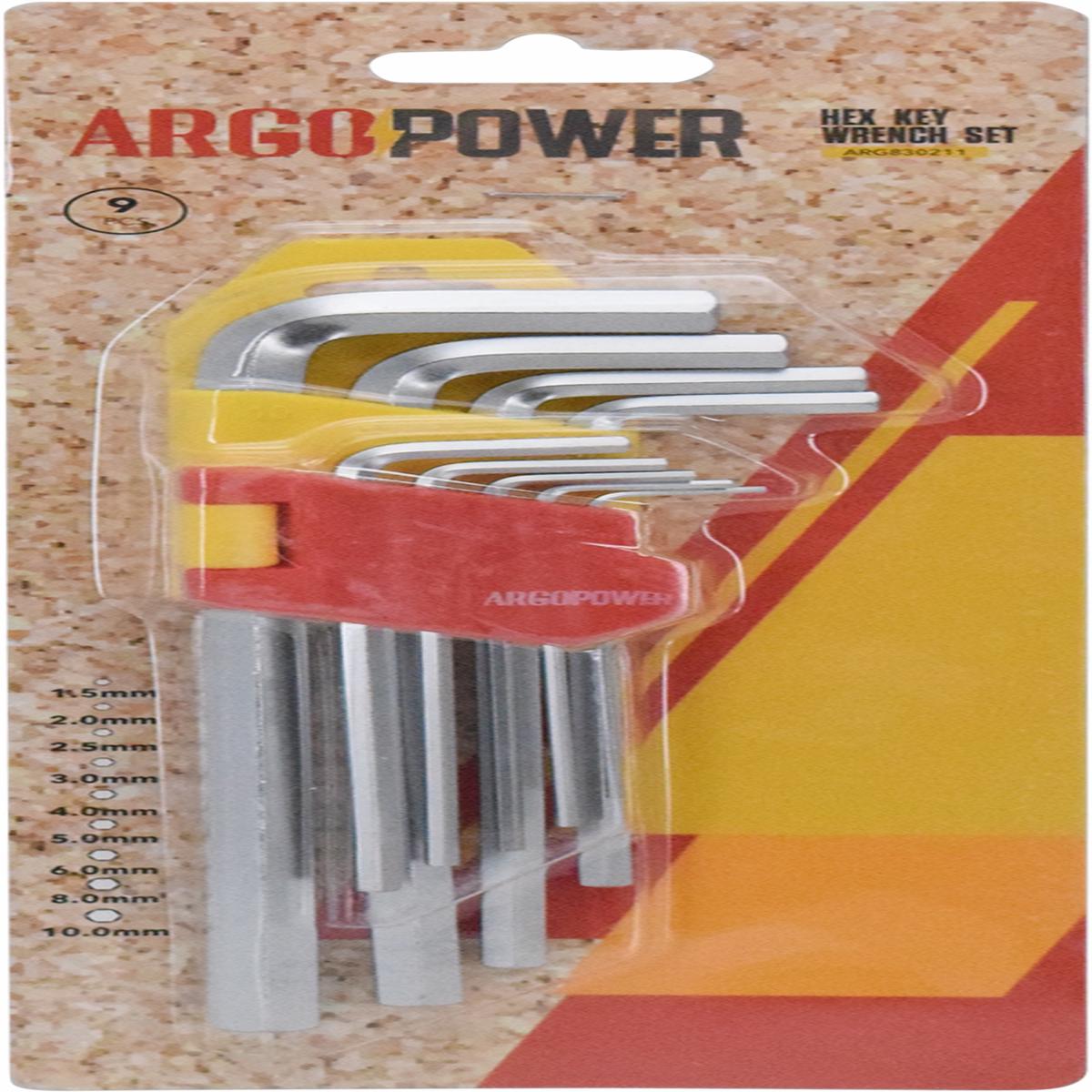 Argo Hex Key Set 9-Pc 1.510Mm  Durable & Heavy-Duty ARG830211
