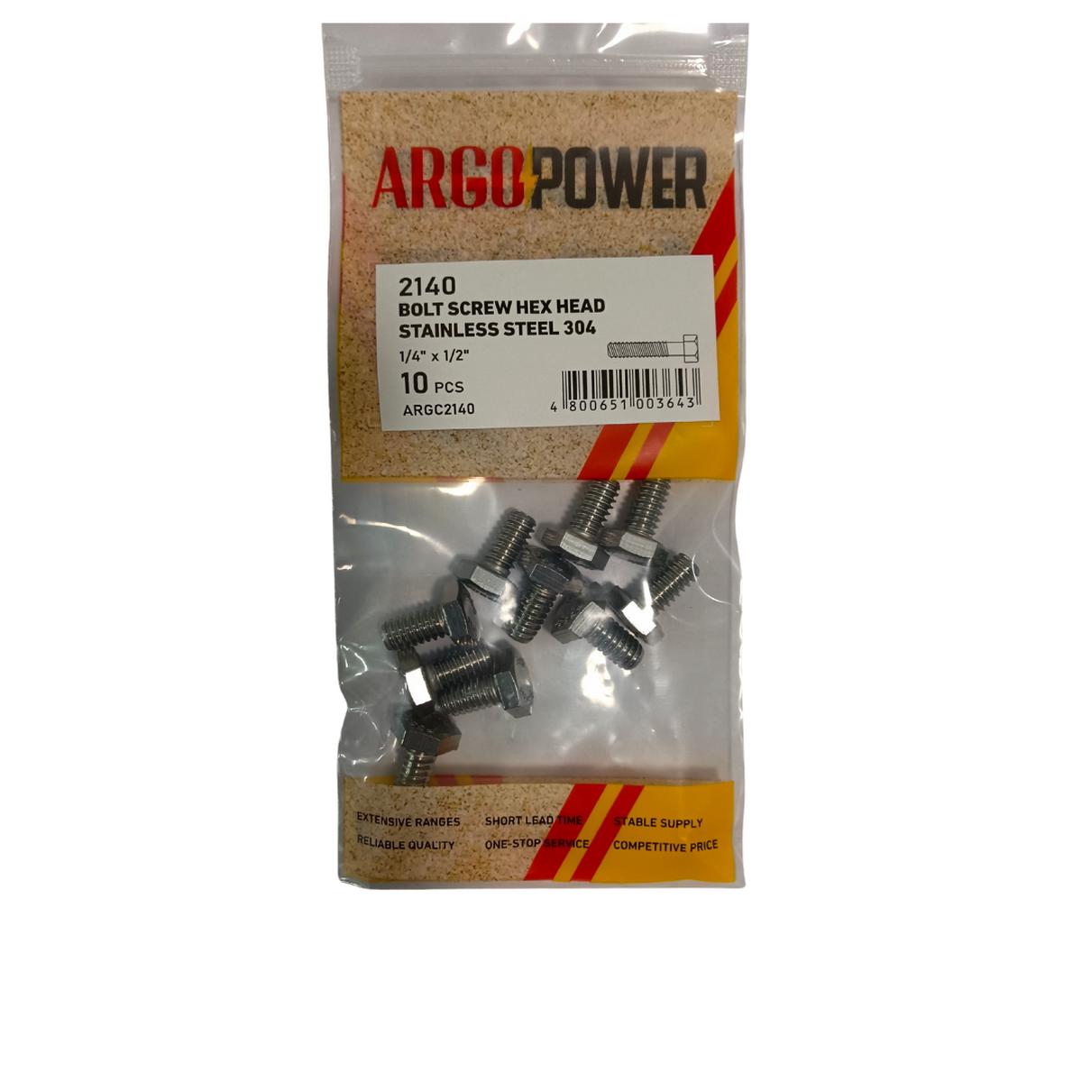 HEX CAP SCREW BOLT 1/4″ X 1/2″ 10PC SS