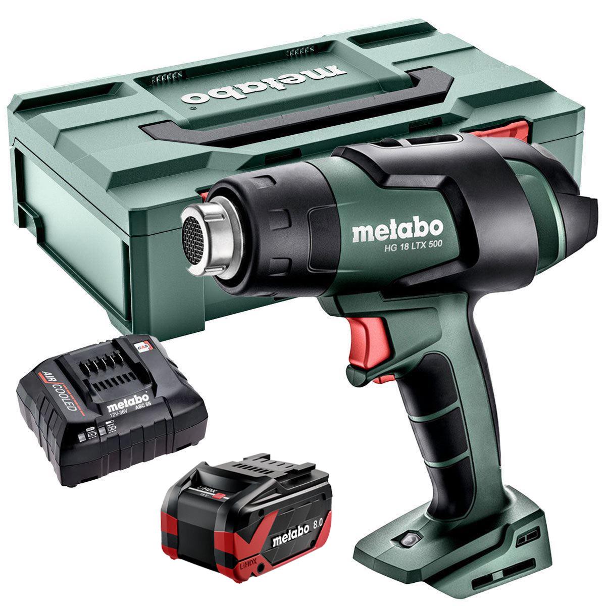 Metabo HG 18 LTX 500 18V Cordless Heat Gun with 1 x 8.0Ah Battery Charger & Metabox
