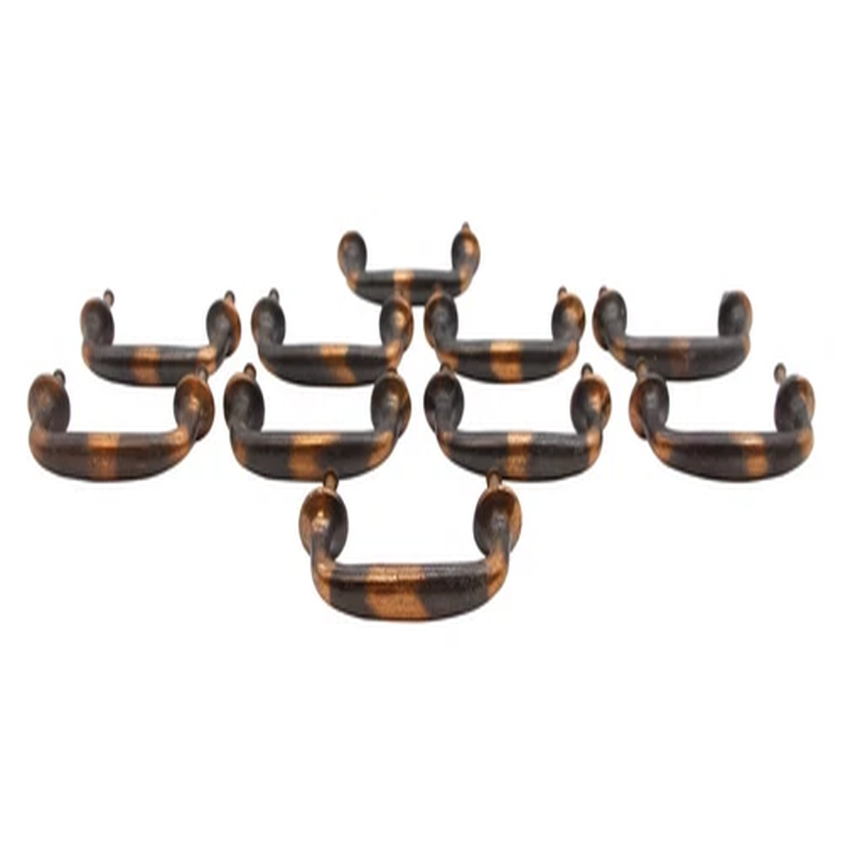 Set of 10 Olde New Japanned Copper Cast Iron Bridge Drawer Cabinet Pulls