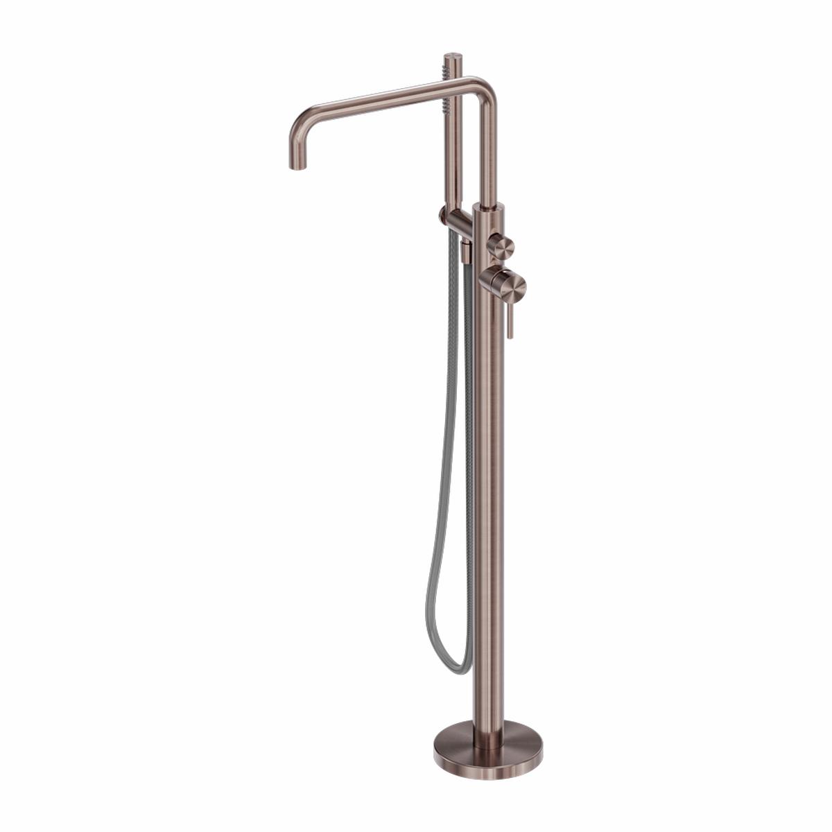 Nero Zen Freestanding Bath Mixer With Outdoor Shower Hose Brushed Bronze