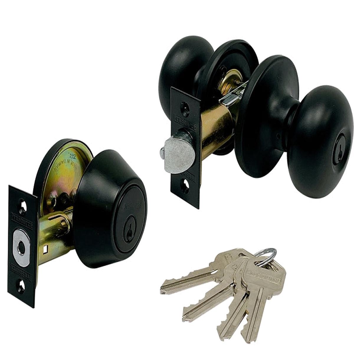 ProSource BFX9L1BSR4V24 Combo Knob Lockset, Knob Handle, Baron Design, Matte Black, 3 Grade, Metal
