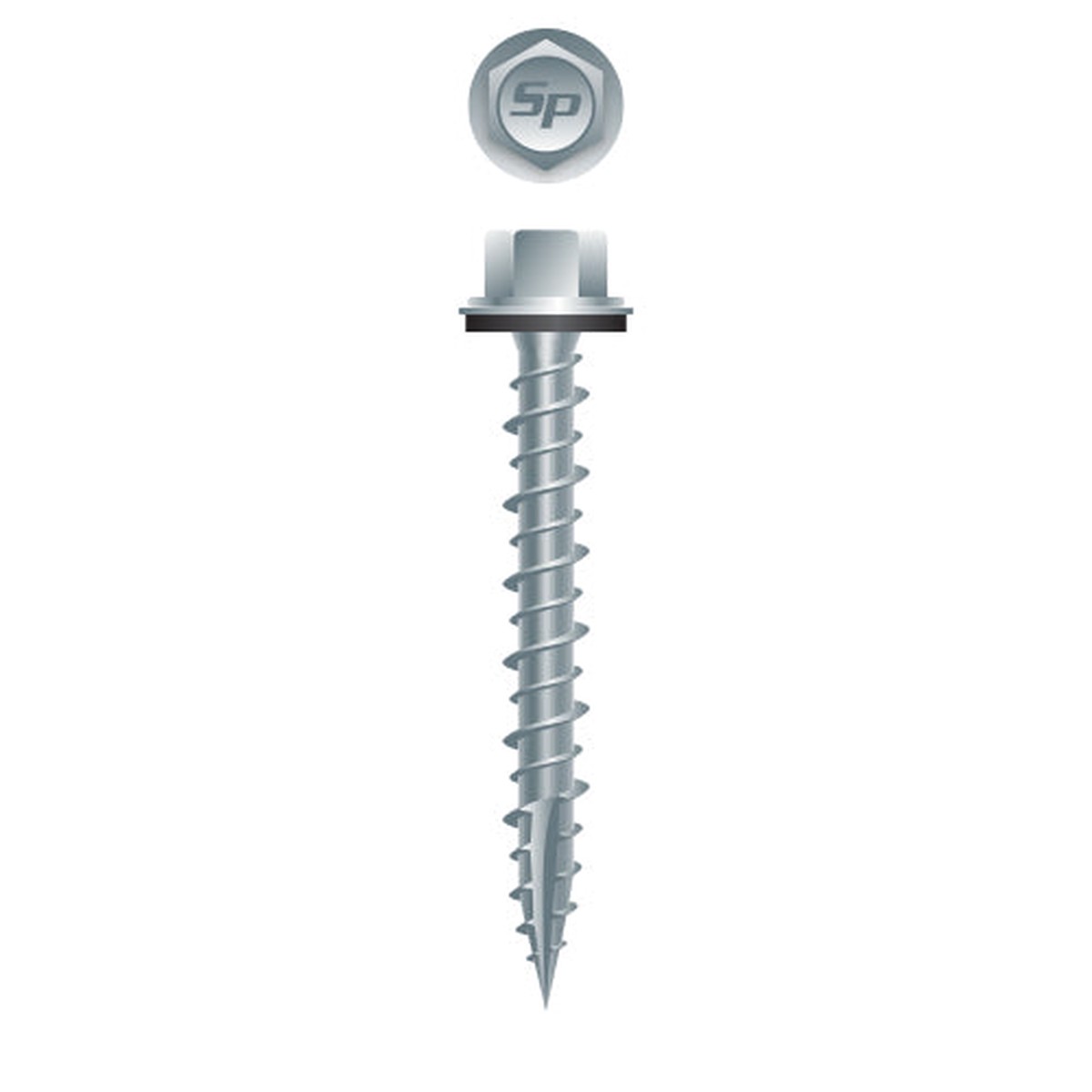 #10 Hi-Strong-Point Hex Washer Head w/ Washer 10-14 x 1, Hi-Low, Type '17', Strong-Shield