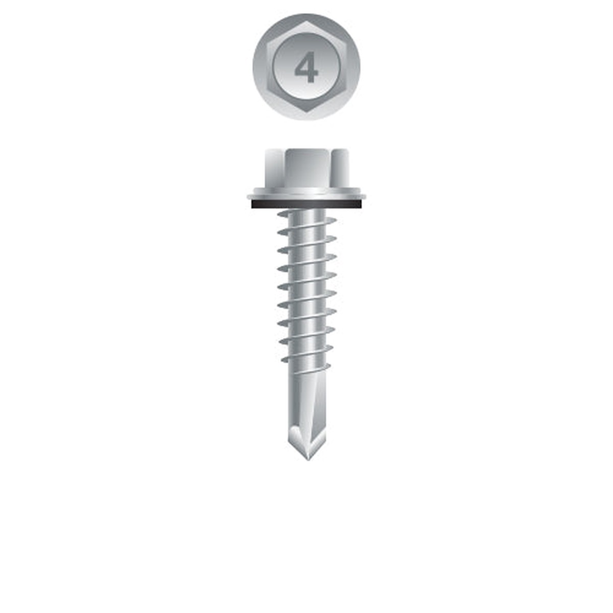 #14 Strong-Point Hex Washer Head w/Washer 14-14 x 5, 410 Stainless Steel