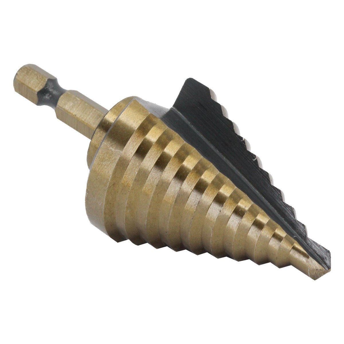 #5 HSS Black & Gold Quick Change Hex Shank Step Drill Bit (1/4" - 1-3/8" by 1/8")