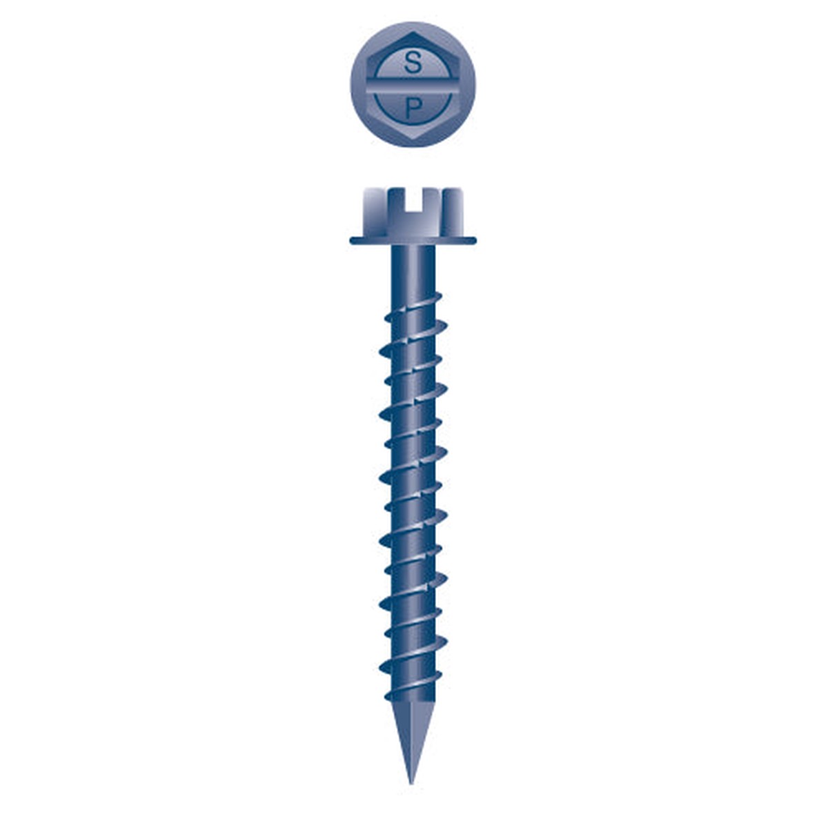 #1/4 Strong-Point Hex Washer Head 1/4 x 4, Hi-Low, Blue Ceramic Finish