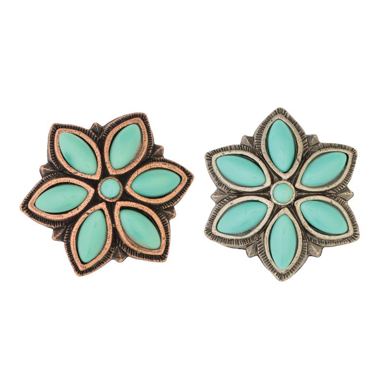 #1846 Floral Stone Concho with Post