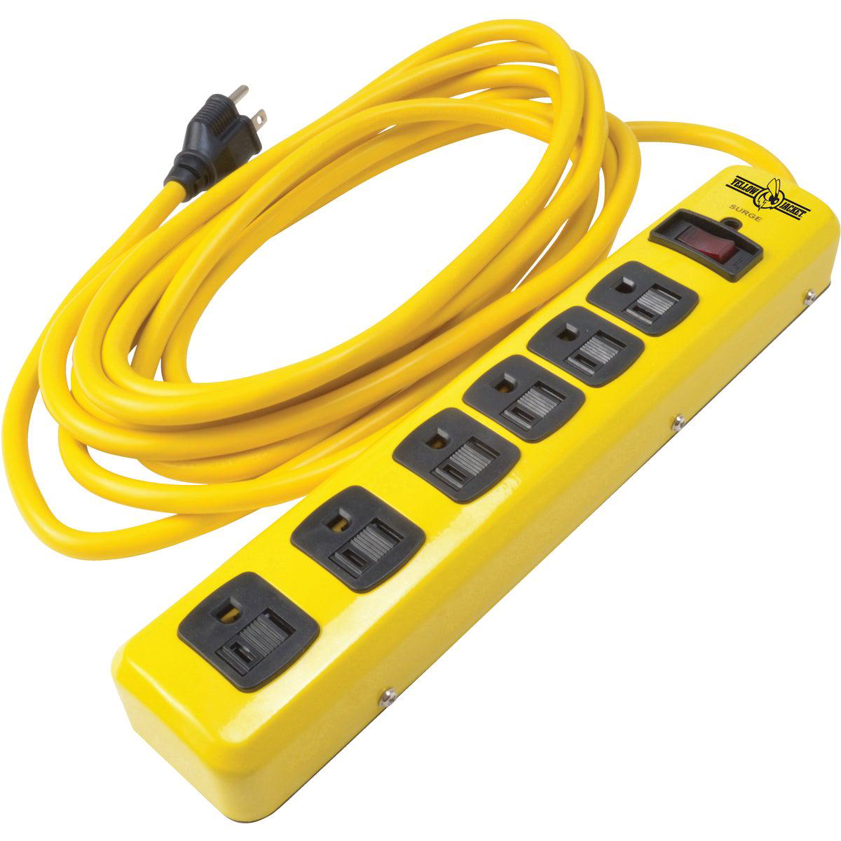 Yellow Jacket 6-Outlet 1440J Hi-Vis Yellow Surge Protector Strip with 15 Ft Cord