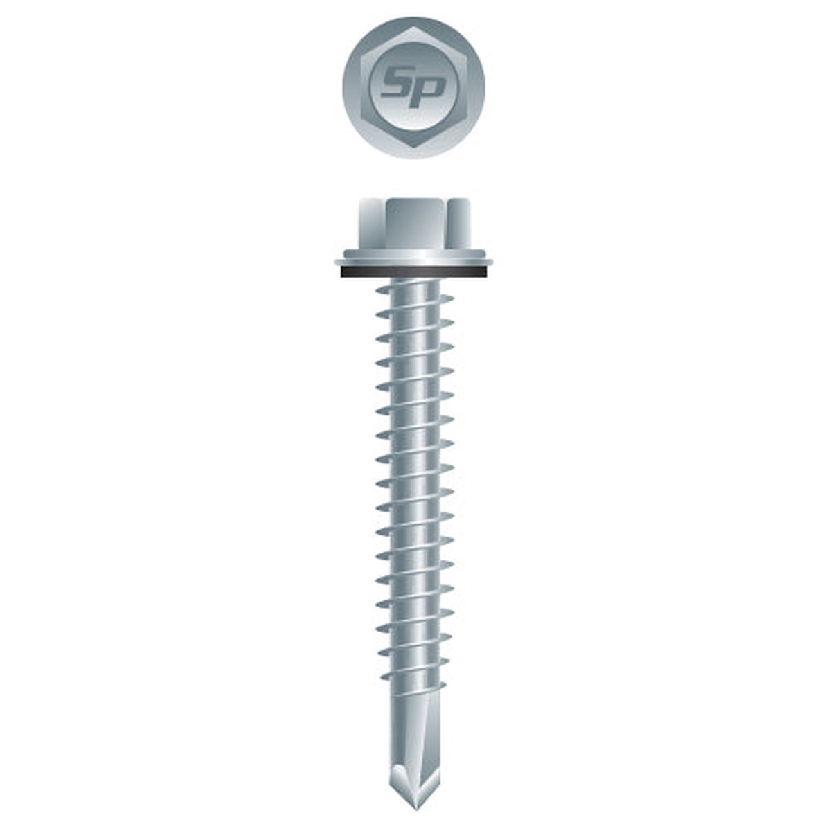 #14 Strong-Point Hex Washer Head w/Washer 14-14 x 5, Zinc