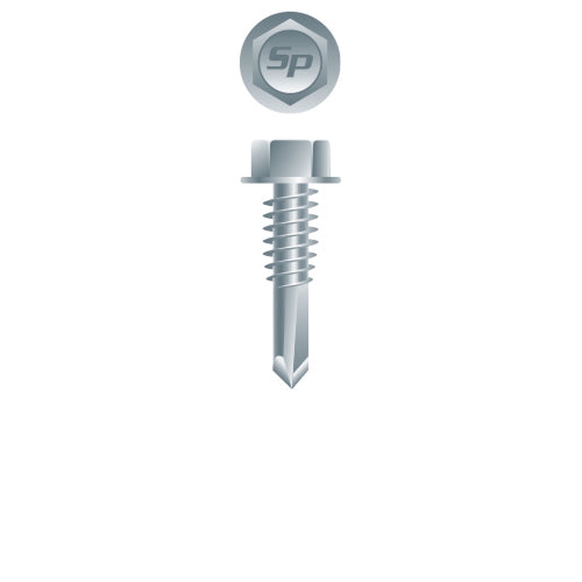 #12 Strong-Point Hex Washer Head 12-24 x 7/8, Zinc