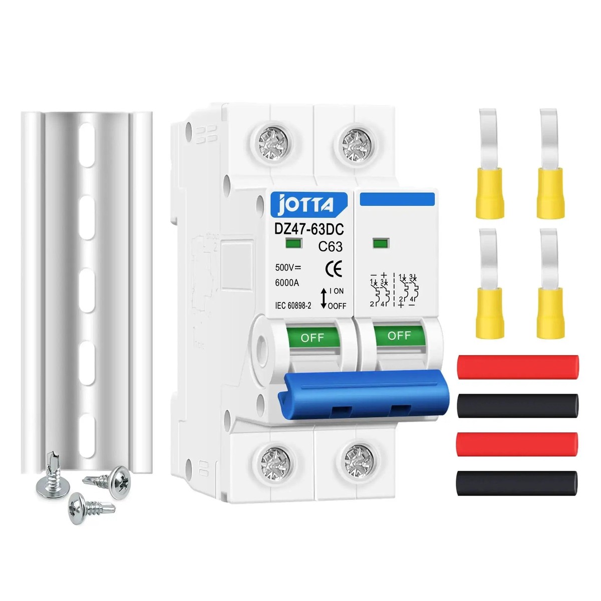 2 Pole 500V 63 Amp DC Circuit Breaker Isolator For Solar PV System With Thermal Magnetic Trip And DIN Rail Mount Rock Solid Reliability Power Protector For O...