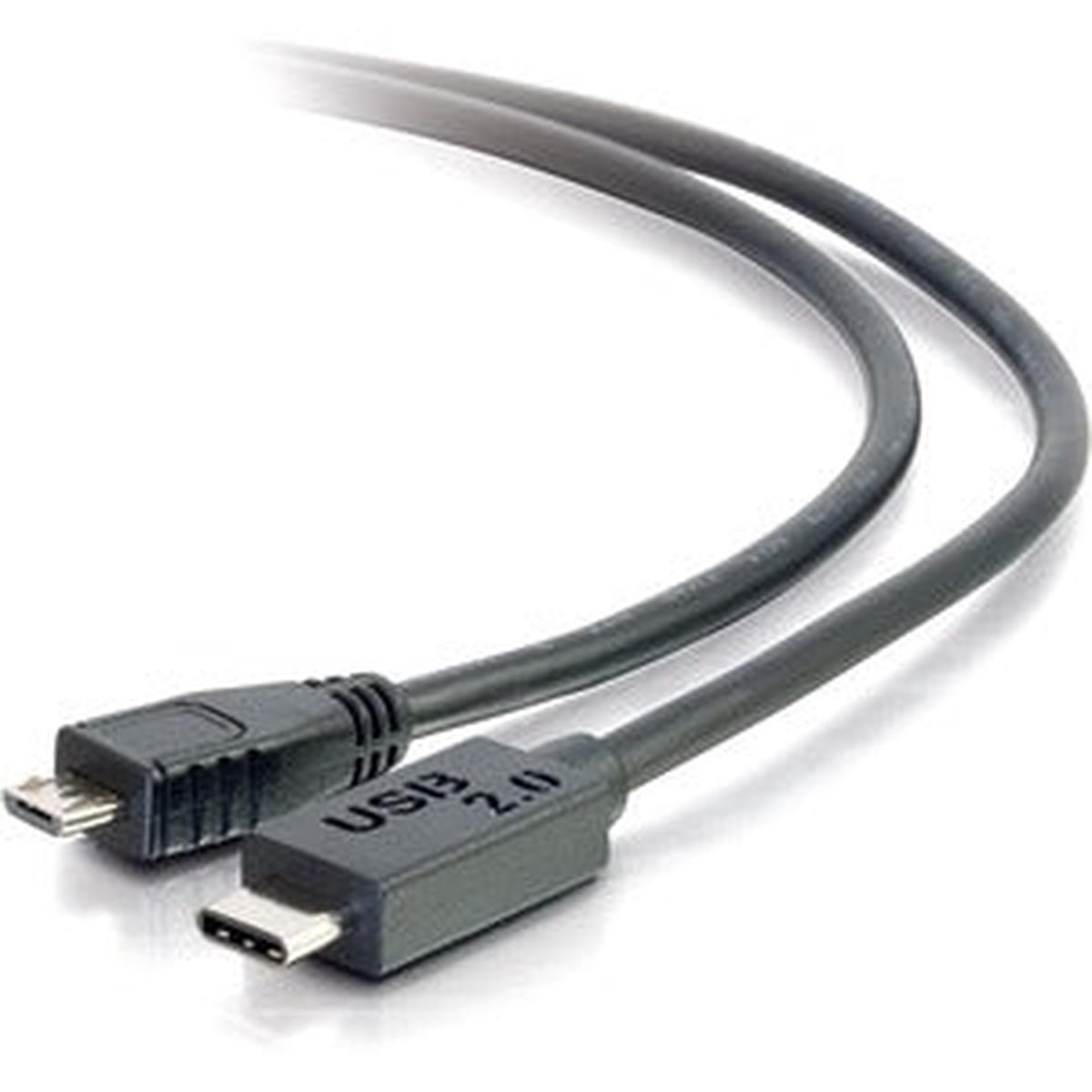 C2G 12ft USB C to Micro USB Cable - USB C to Micro B Cable - USB 2.0 - 1A, 480Mbps - Black - M/M
